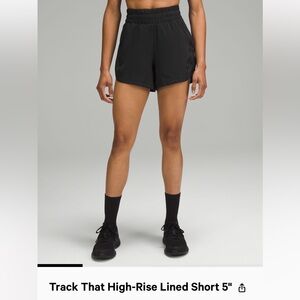 Black track that 5 in lululemon shorts size 14